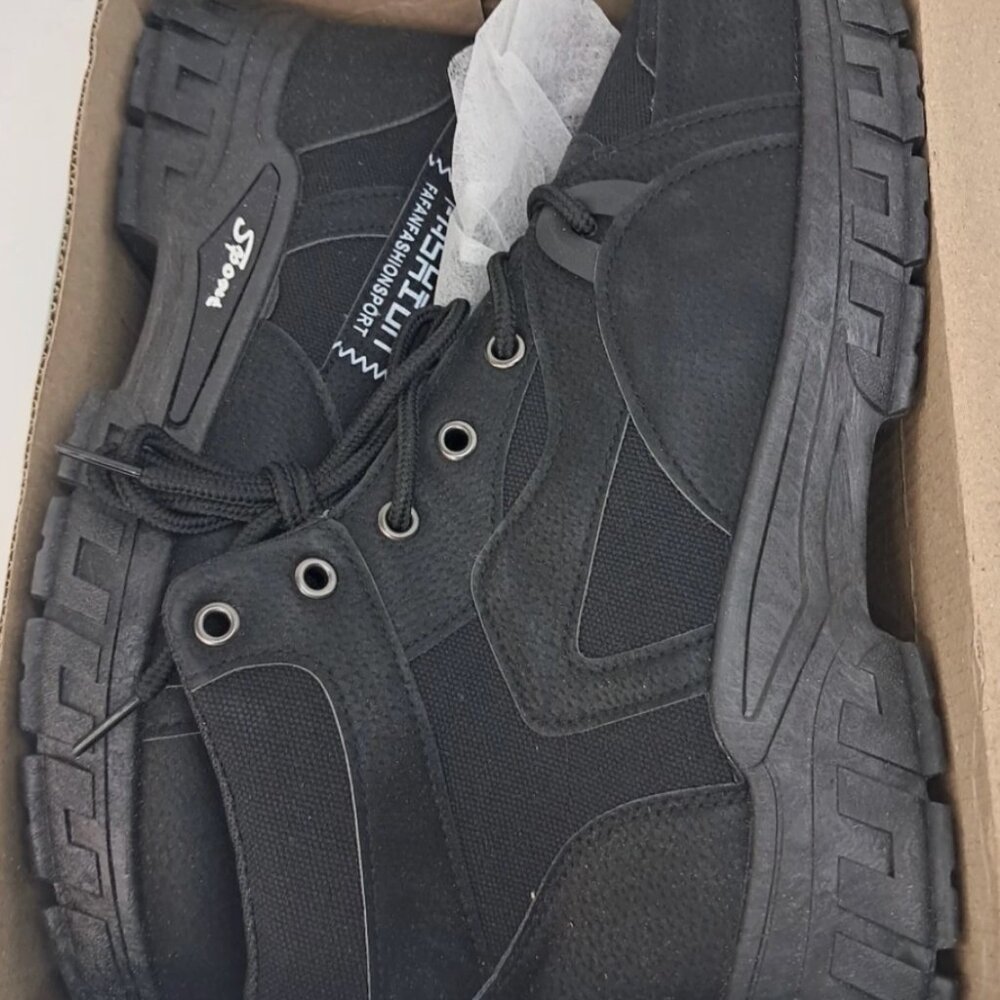 Men's Black Lace-Up Tactical Work Boots